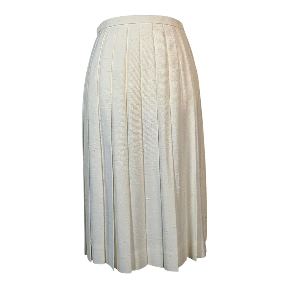 Vintage Cream Pleated Skirt Women’s S‎ Evan Picone A-Line Classic Preppy Chic
